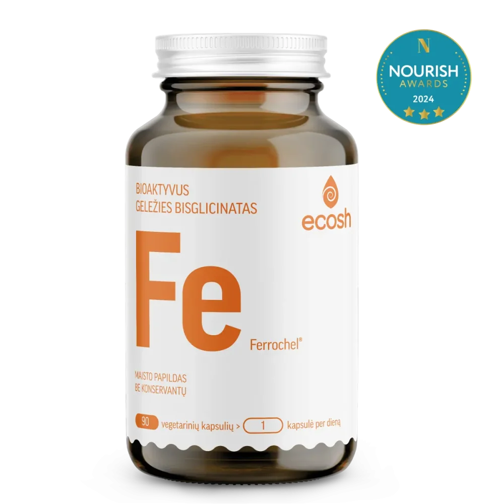 ECOSH, Bioaktyvi Geležis Ferrochel® 27mg, su Vitaminu C, maisto papildas, N90