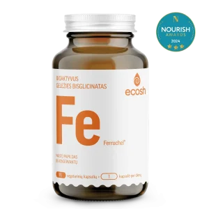 ECOSH, Bioaktyvi Geležis Ferrochel® 27mg, su Vitaminu C, maisto papildas, N90