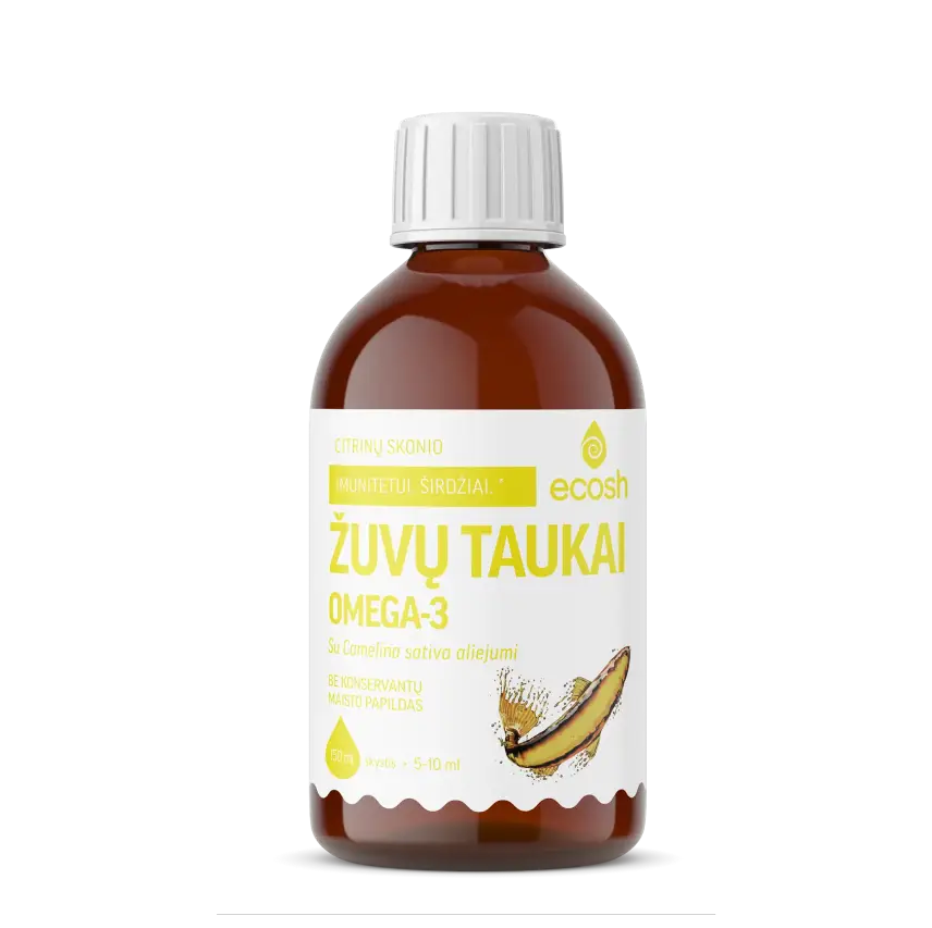 ECOSH, Omega-3 žuvų taikai su Camelina sativa aliejumi, citrinų skonio, 150ml