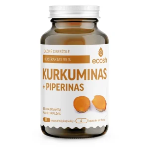 ECOSH, Kurkuminas + Piperinas su BCM-95® ekstraktu, maisto papildas, N90